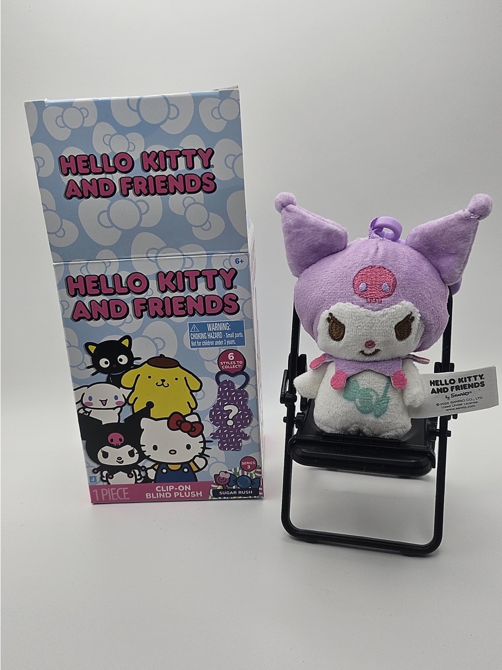 Sanrio Purple Kuromi Clip-On Plush Keychain Charm